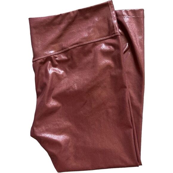 Womens Nike One Icon Clash Mid Rise 7/8 Rose Gold Shimmer Pink Clay Leggings XXL - Picture 6 of 6